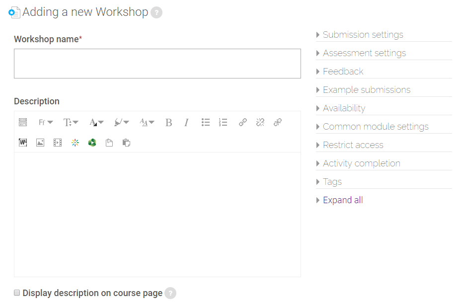 Adding new workshop general settings