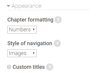 Appearance settings in book settings