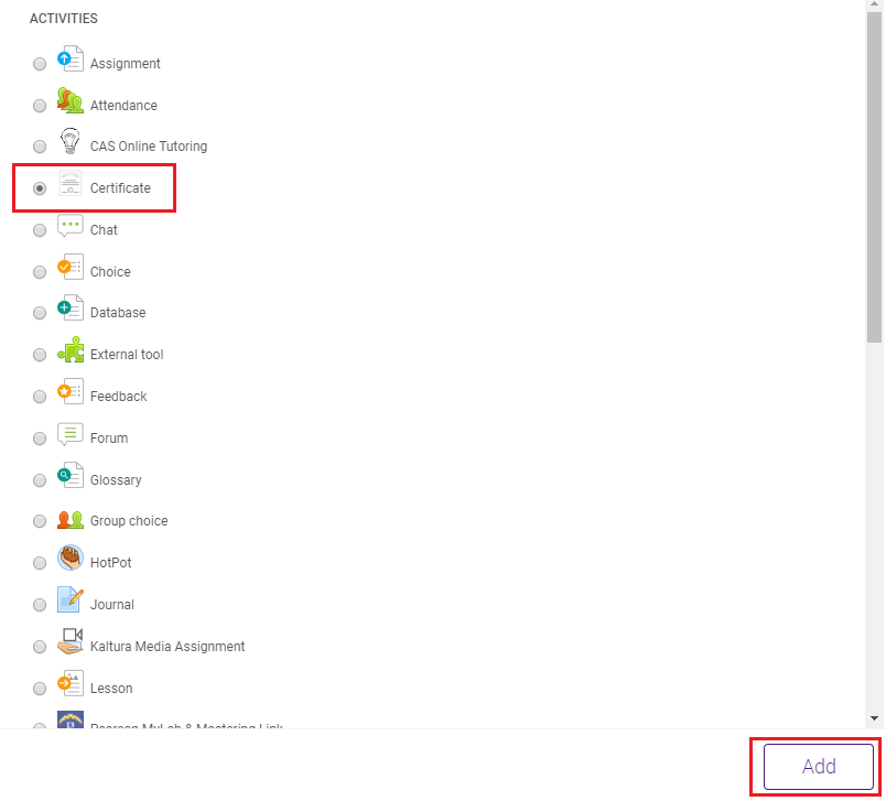 SNAP add certificate select