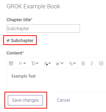 Add a new subchapter settings and save changes button