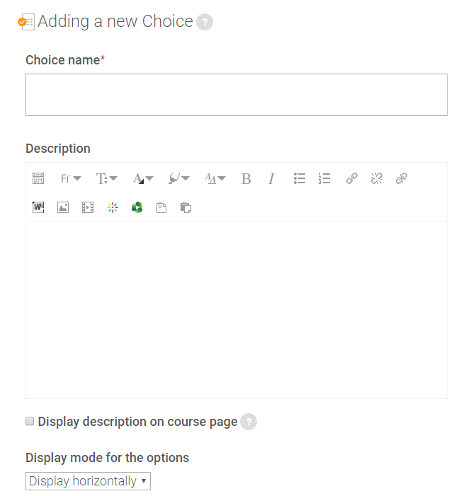 General settings in choice settings