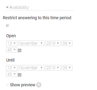 availability options in choice settings