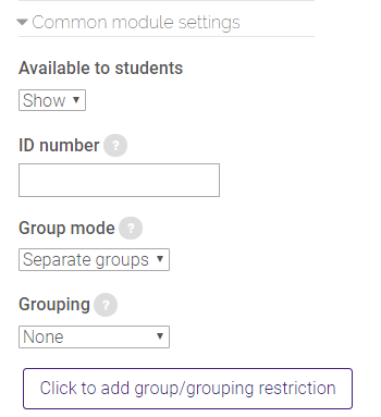 common module settings in choice settings