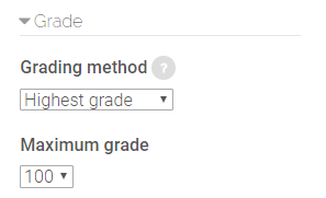 grade settings in SCORM package settings