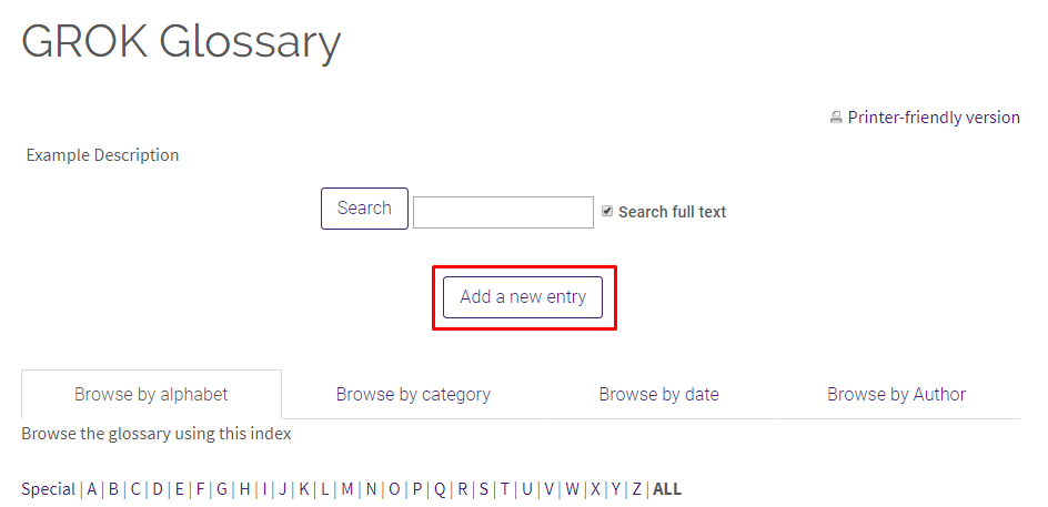 Add a new entry button