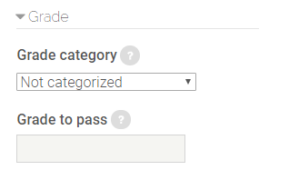 Grade settings in glossary activity
