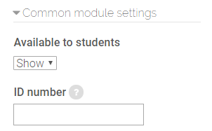 common module settings in glossary activity