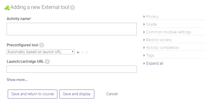 adding a new external tool page