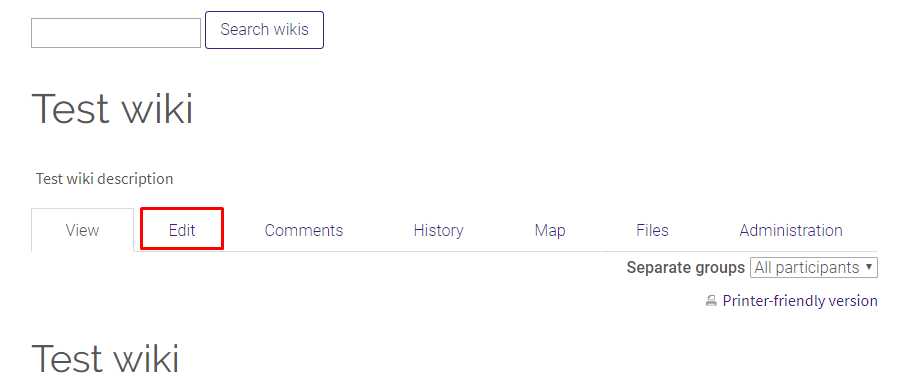 Edit tab in wiki activity page