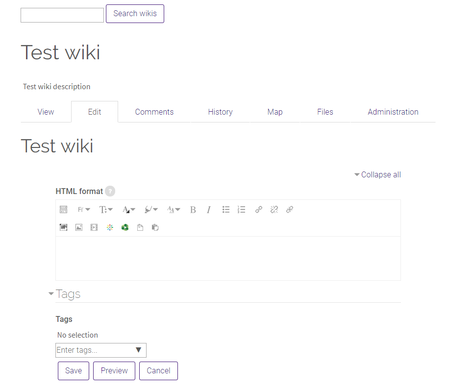 Wiki in-browser editing tools