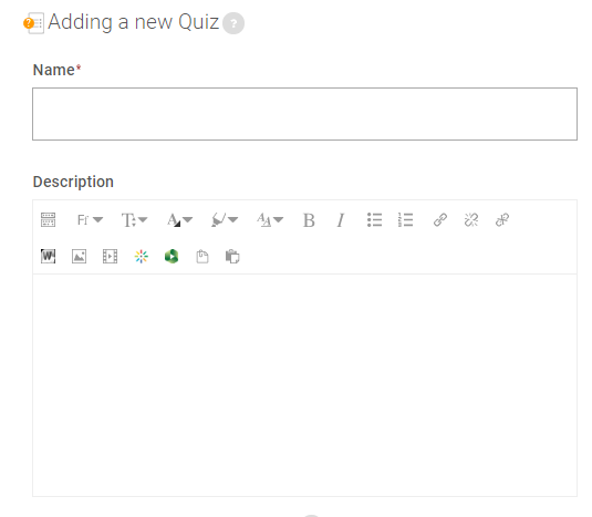 Add name and description for quiz