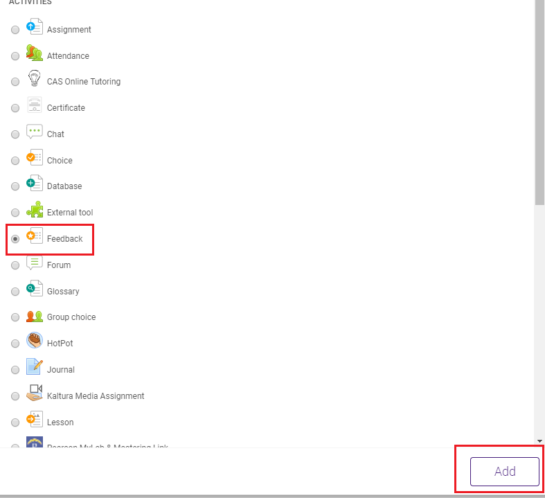 feedback activity add SNAP