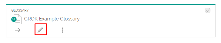 Pencil (edit button) on glossary