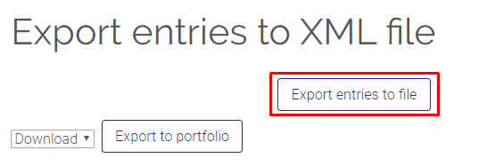 Export entries to file button