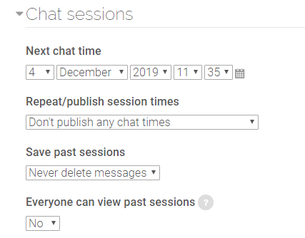 Chat sessions settings