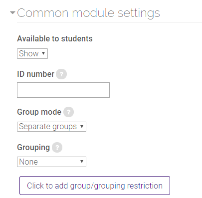 common module settings