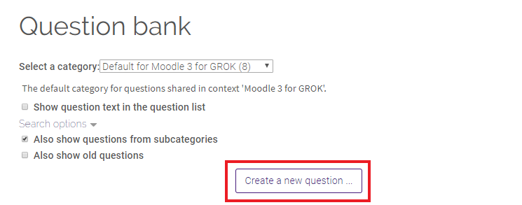 create new question button
