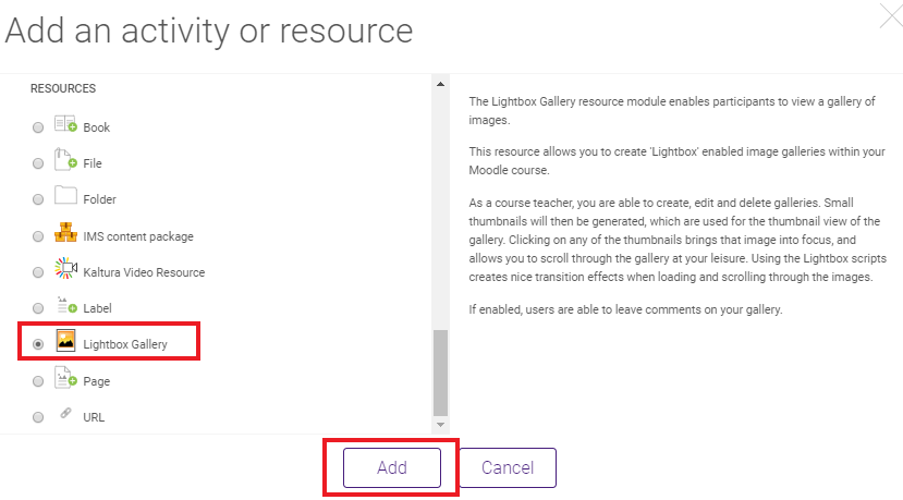 add lightbox selected