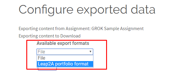 File export format options from Available Export Formats drop down menu