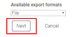 next button under available export formats