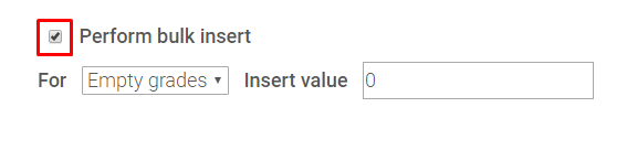 checked box next to perform bulk insert