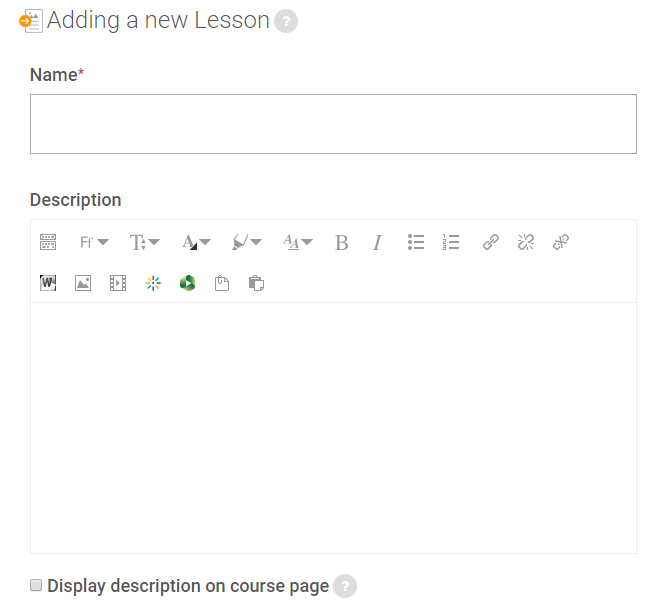 General settings for lesson activity