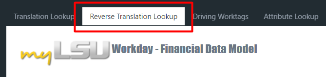 Reverse Translation Lookup tab