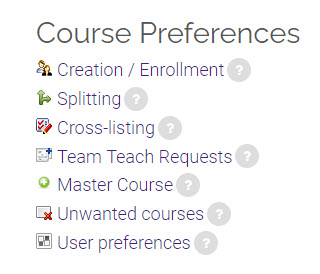 course splitting link on the course preferences block