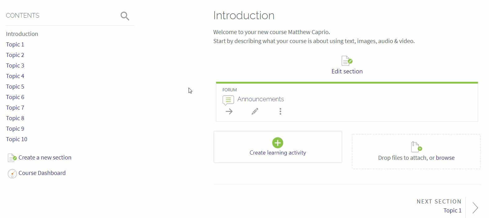 Creating an activity and clicking Kaltura media assignment