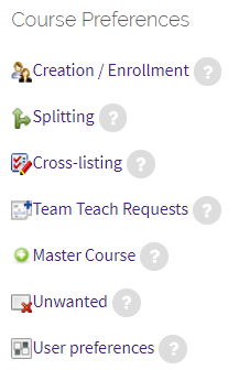 Master Course link on the Course Preferences block