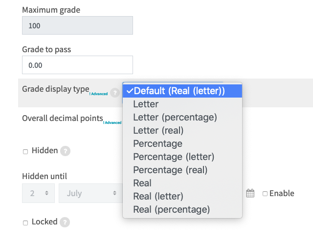 Moodle: How to Create Custom Grade Scales (Letter Grade)? - GROK Knowledge  Base