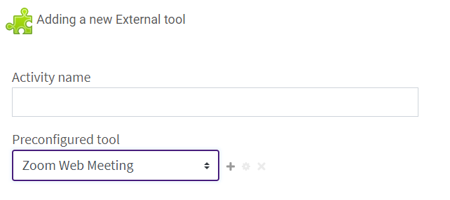 Zoom conference activity name and options