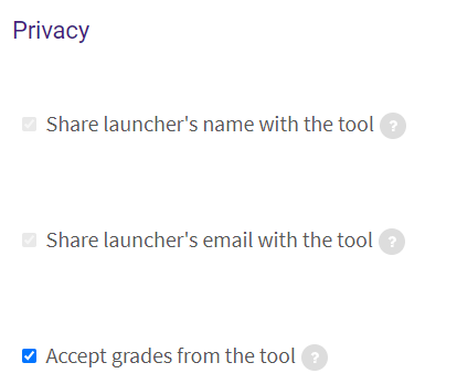 privacy tab with accept grades unchecked