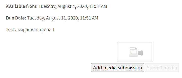 media assignment page with due dates and submission button