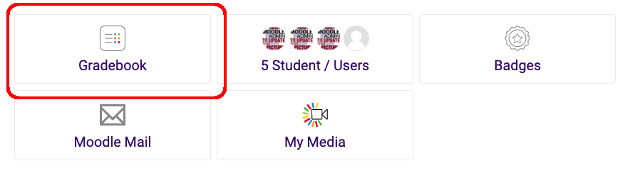 Course Tools page with Gradebook icon highlighted