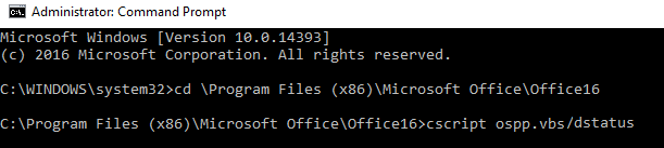 cmd window with the cscript command shown