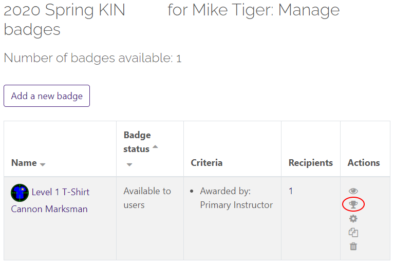 Manage badges form