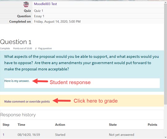 the pop-up window for manually grading a quiz question