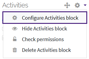 Configure activities block option