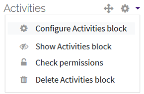 Show activities block option (unselected)