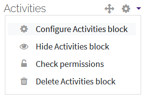 Hide activities block option (unselected)