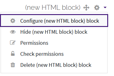Configure HTML block option