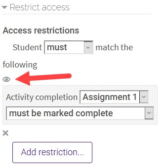 Restrict access hide/show eye icon.