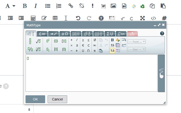 MathType editor pop-up in Atto text editor