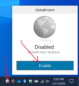 Enable button for GlobalProtect