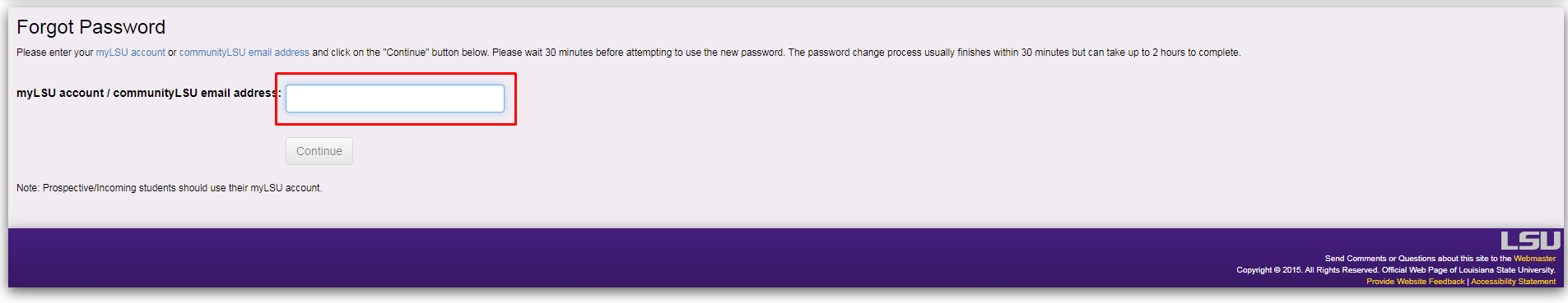 forgot password email input