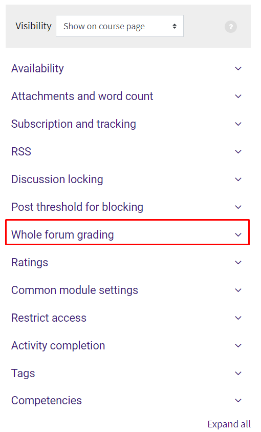 Whole forum grading dropdown