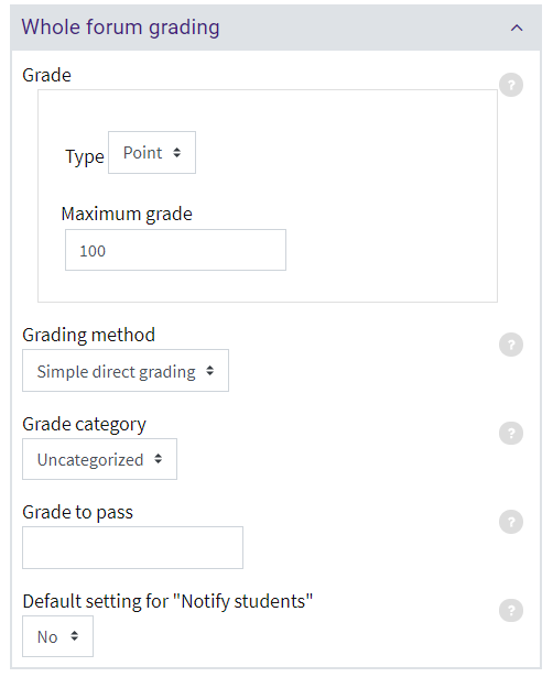 Whole forum grading settings