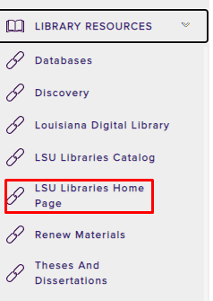 myLSU Libraries Home Page link