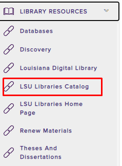 myLSU Libraries Catalog link